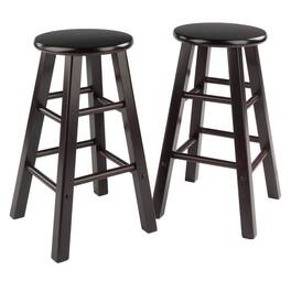 FurniFact - 2-Piece Counter Stool Set - Espresso