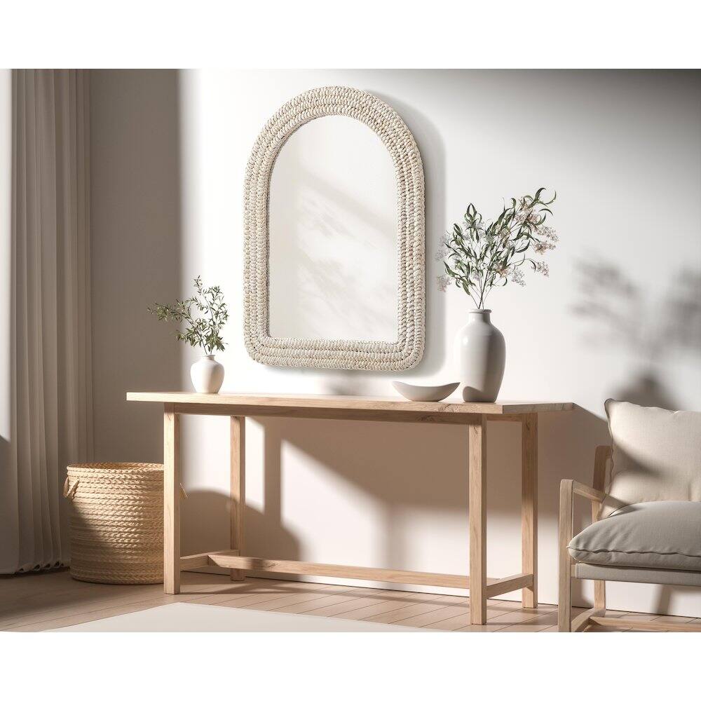 Alt View 2. Elegant Decor - Arch Cornhusk Mirror 27x36 in Linen White - Linen White.