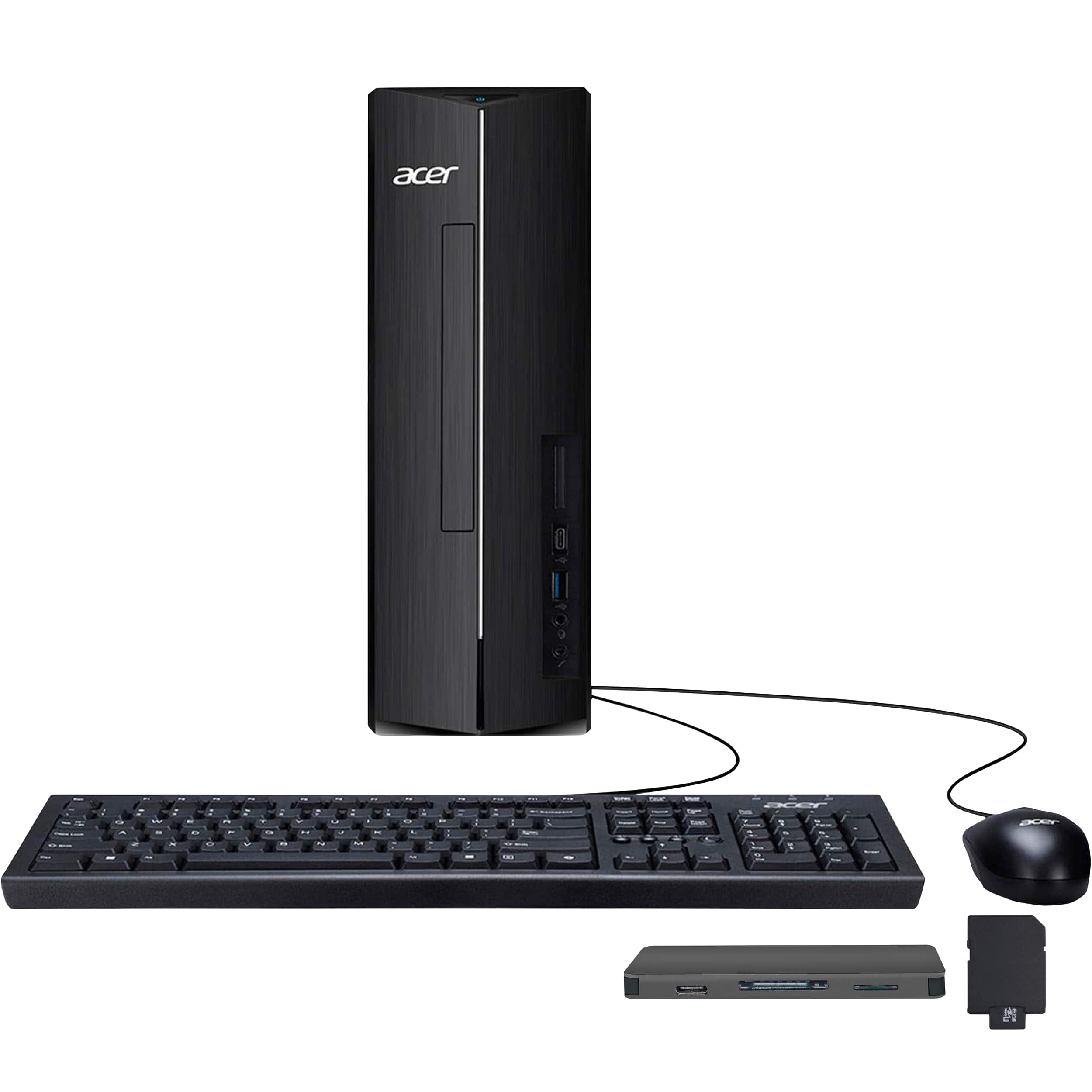 Acer - Upgraded - Aspire XC1715 Desktop,Intel Processor N150,16GB DDR5,1TB SSD+1TB Dock Set,Win 11 Pro,USB Keyboard&Mouse - Black