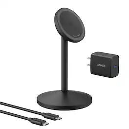 Anker - MagGo Wireless Charger (Stand) with Charger and USB-C Cable - Black