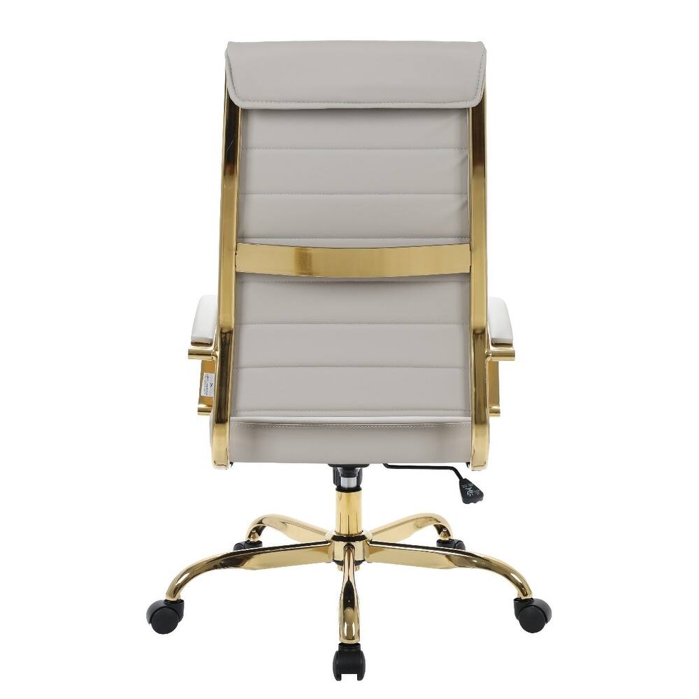 Alt View 6. LeisureMod - Harris Mid-Back Office Chair, Leather Upholstery with Gold Metal Frame Modern Armless Desk Chair for Conference Seating - Tan.