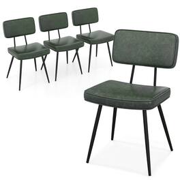 Gymax - Dining Chairs Set of 4 w/ PU Leather Cover Filled Sponge Waterfall Seats - Green