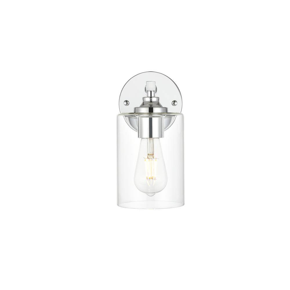 Alt View 2. Living District - Mayson 1 light Chrome and Clear Bath Sconce - Chrome And Clear.