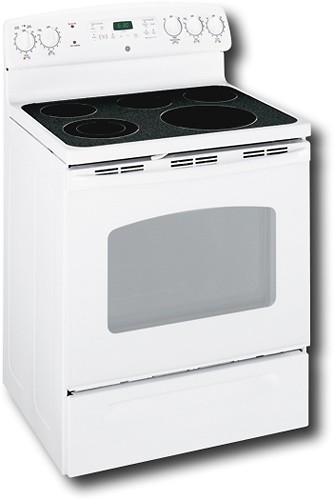  GE - 30&quot; Self-Cleaning Freestanding Electric Range - White-on-White