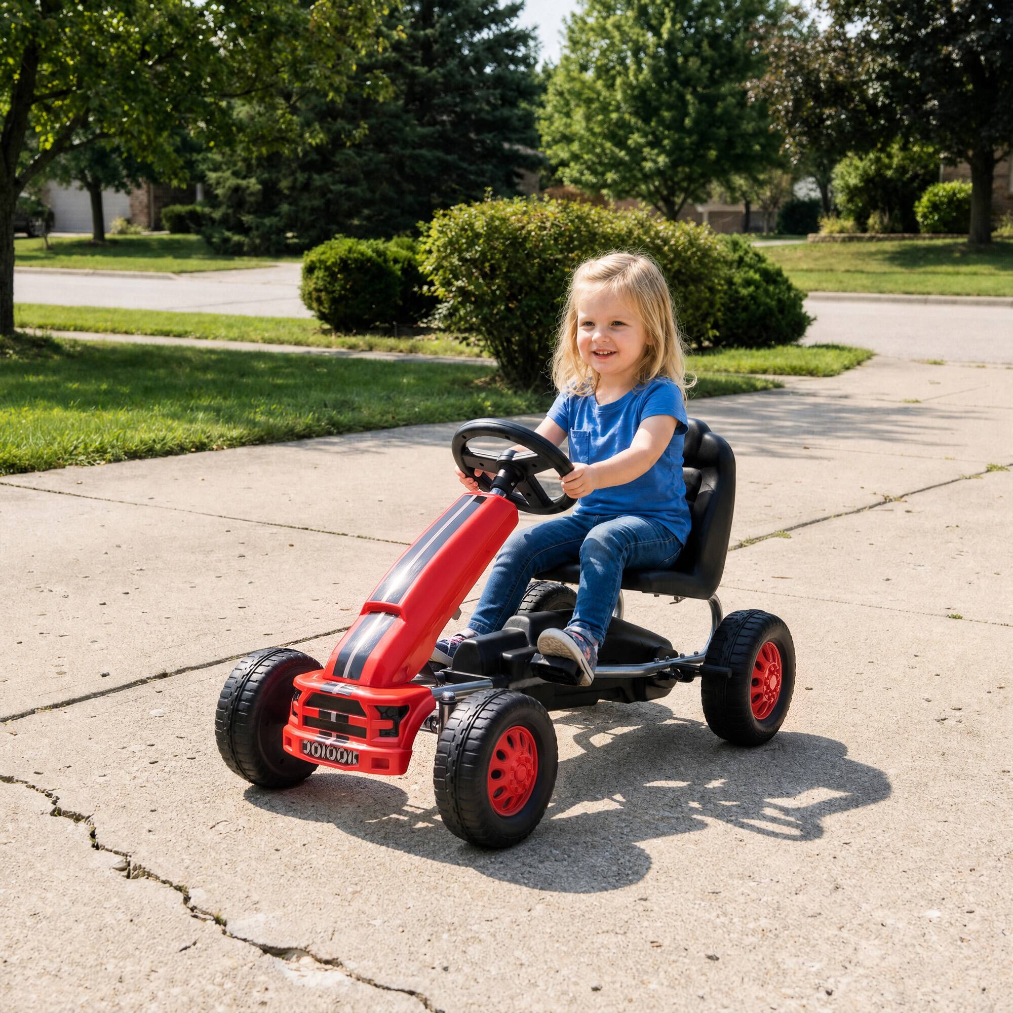 Alt View 8. Qaba - Pedal Go Kart with Steering Wheel - Red.