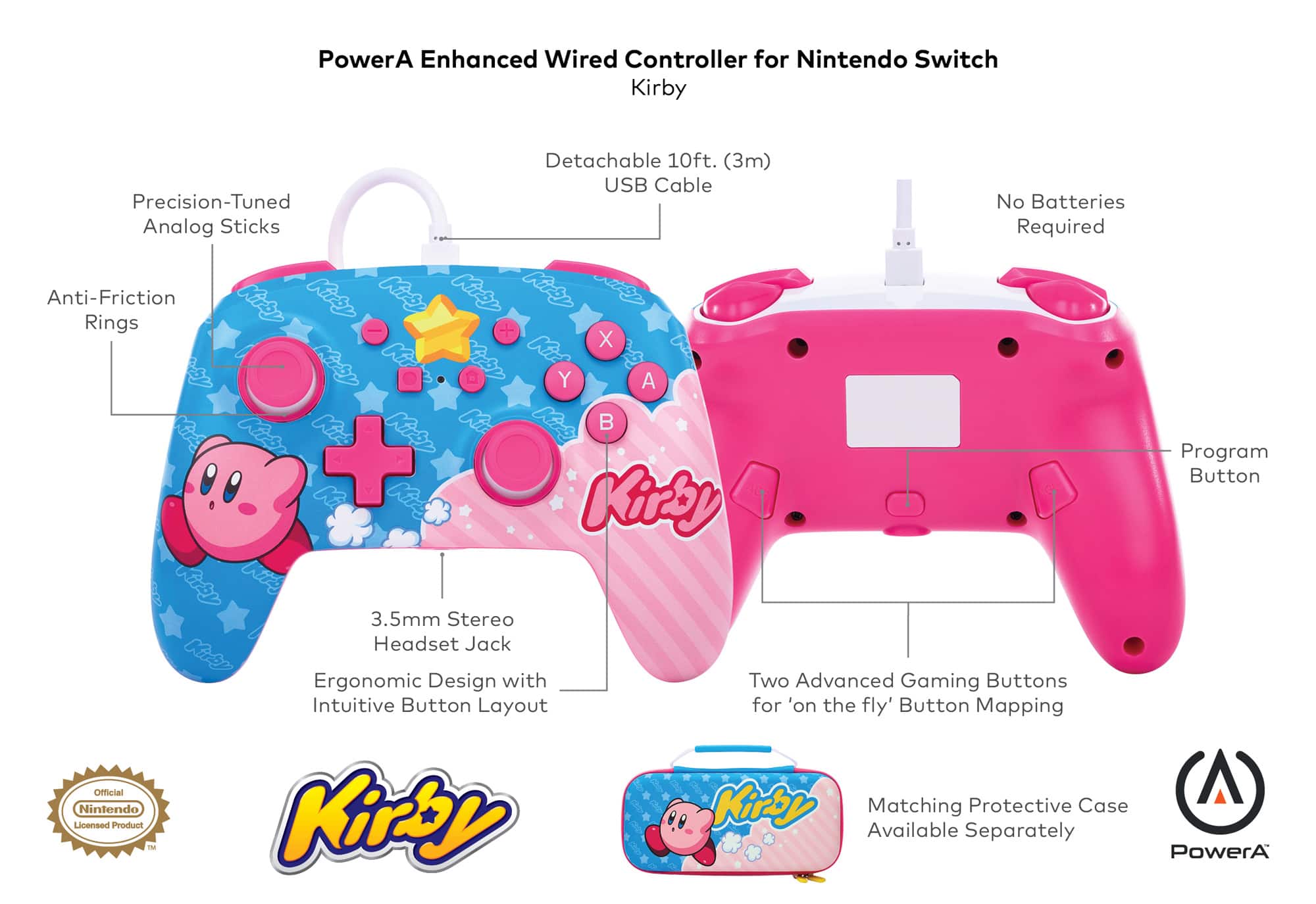 Alt View 12. PowerA - Enhanced Wired Controller for Nintendo Switch - Kirby.