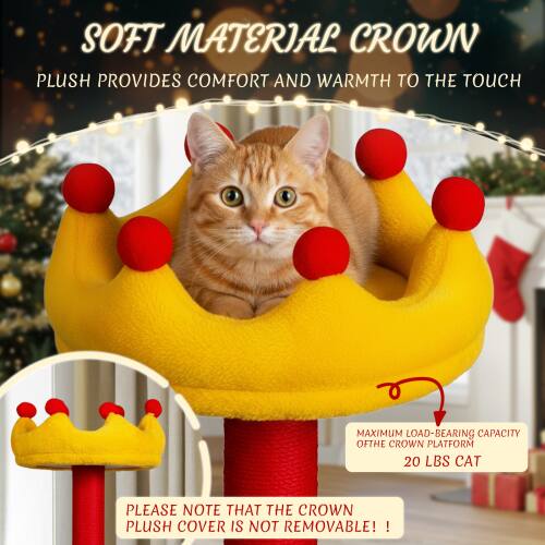 SOFT MATERIAL CROWN  
PLUSH PROVIDES COMFORT AND WARMTH TO THE TOUCH  

MAXIMUM LOAD-BEARING CAPACITY OF THE CROWN PLATFORM: 20 LBS CAT  

PLEASE NOTE THAT THE CROWN PLUSH COVER IS NOT REMOVABLE!
