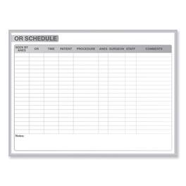 Ghent - OR Schedule Magnetic Whiteboard, Operating Room Scheduling Chart, 72.5" x 48.5", Satin Aluminum Frame