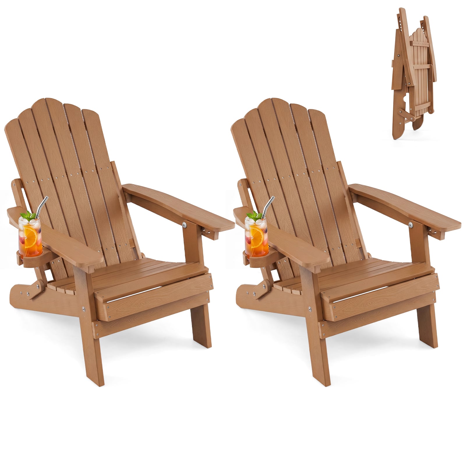 Gymax - 2PCS Folding Adirondack Chair w/ 5-Level Backrest Wooden Textured for Lawn - Coffee price history on PriceWatchPro