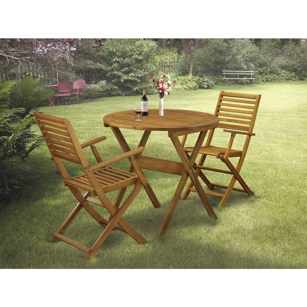 Angle. East West Furniture - East West Furniture 3-Piece Folding Patio Set Contains a Folding Patio Table and 2 Outdoor Bistro Chairs Suitable for - Multi-Color.