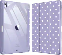 Fintie - Clear Case for iPad Air 11-inch (M4/M3/M2) & iPad Air 4th/5th Gen 10.9 inch | Hybrid Slim Shockproof Shell Cover - Purple Polka Dot
