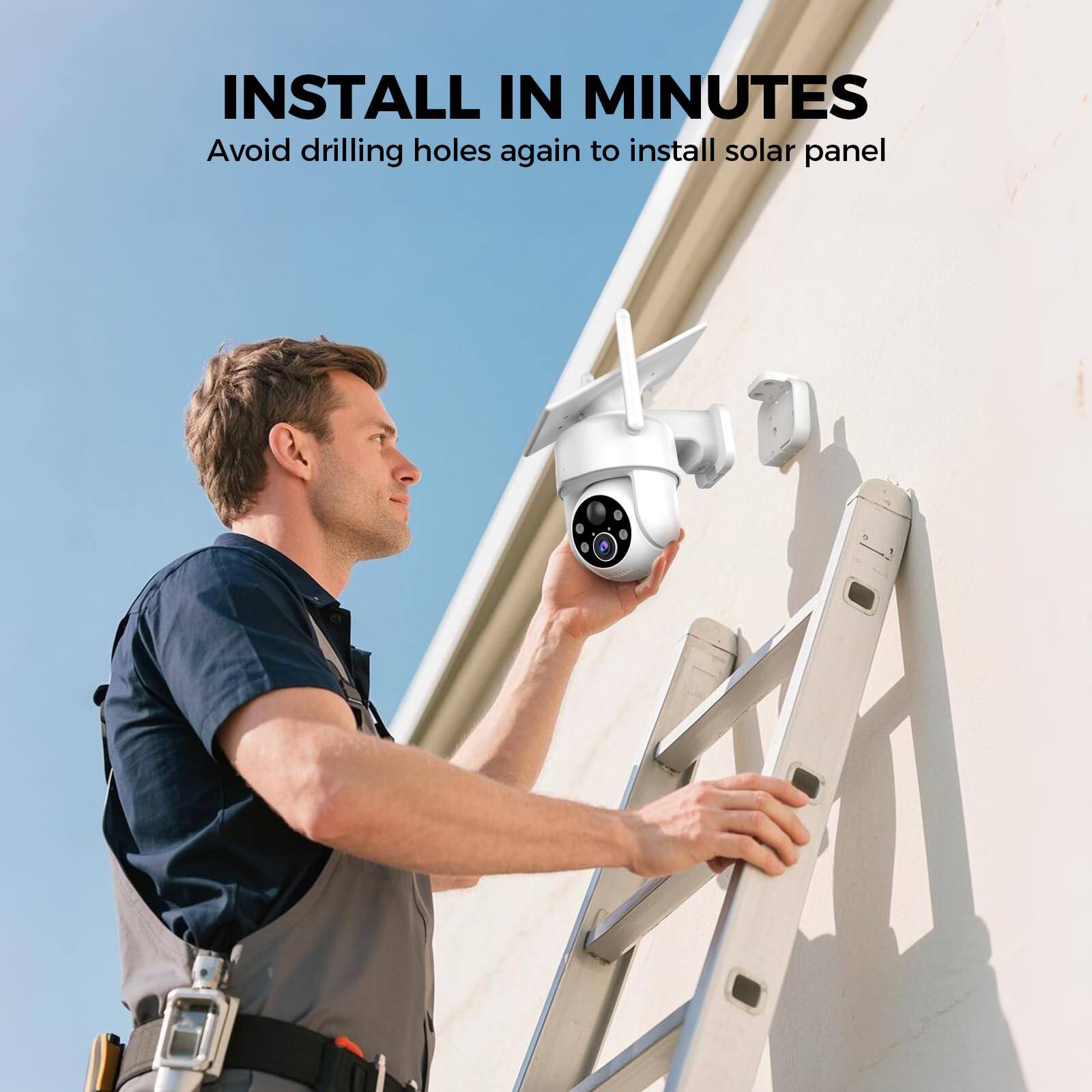 INSTALL IN MINUTES  
Avoid drilling holes again to install solar panel