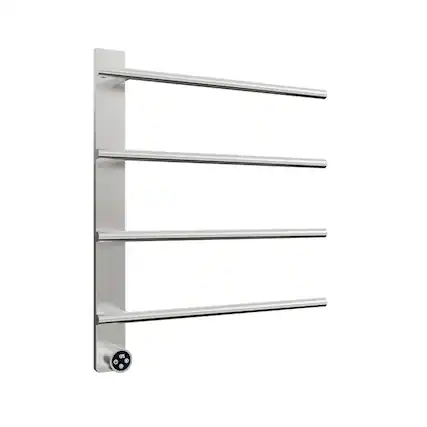 Front. YOSIMFUR - Smart Electric Towel Warmer 4-Bar 47W Wall Mounted with Shelf LED Screen Timer and Plug-In and Hardwire in Nickel - Nickel.