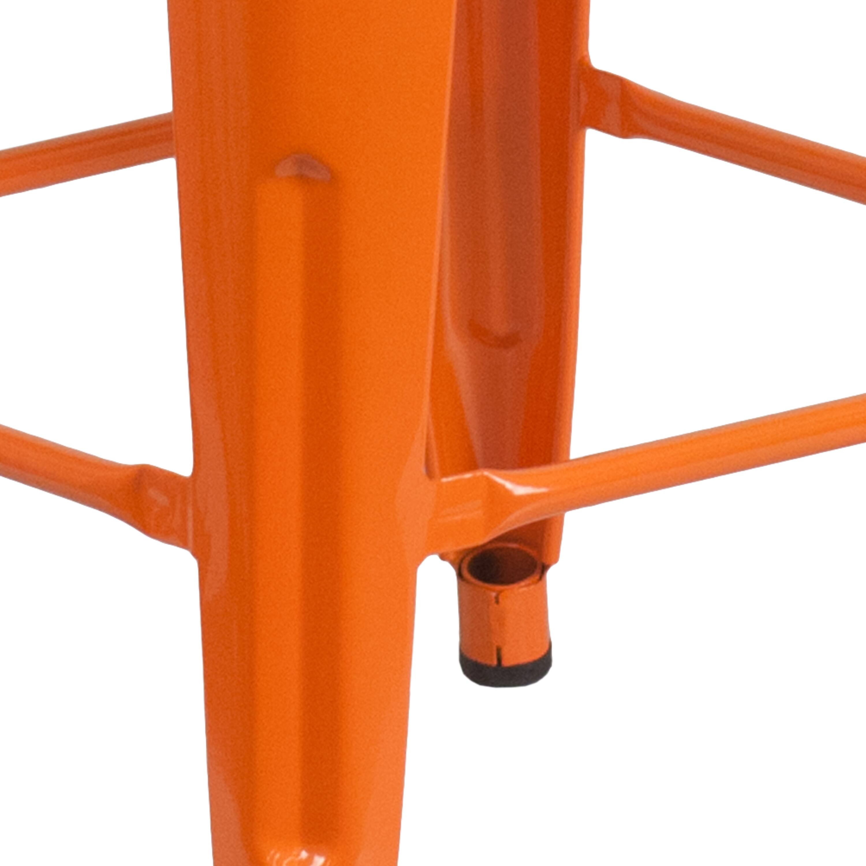 Alt View 9. Emma + Oliver - 24"H Backless Metal Counter Height Stool with Wood Seat - Orange.