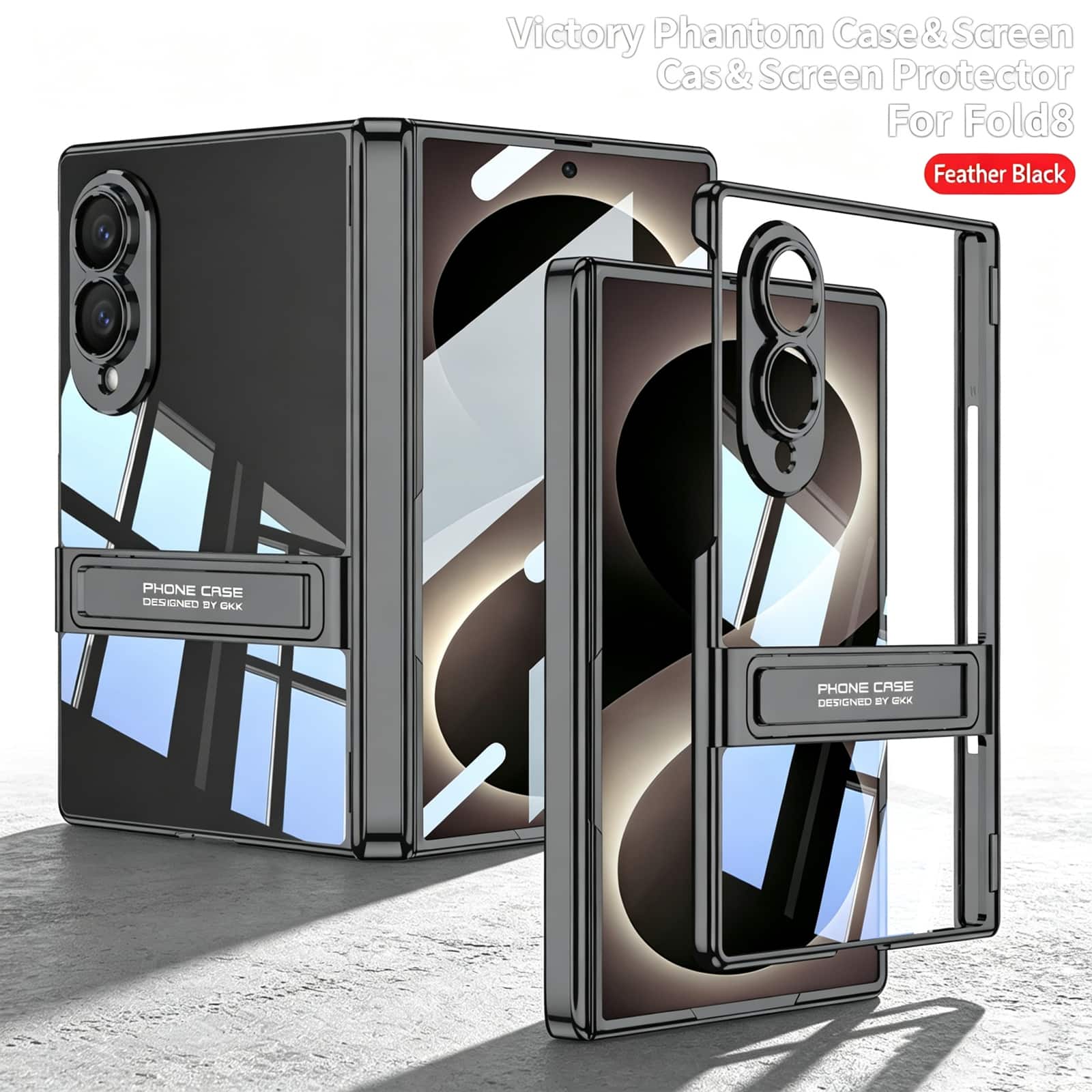 Dteck - Shockproof Clear Case for Samsung Galaxy Z Fold8 with Kickstand, Glass Plastic Hinge Cover Built in Screen Protector - Black price history on PriceWatchPro