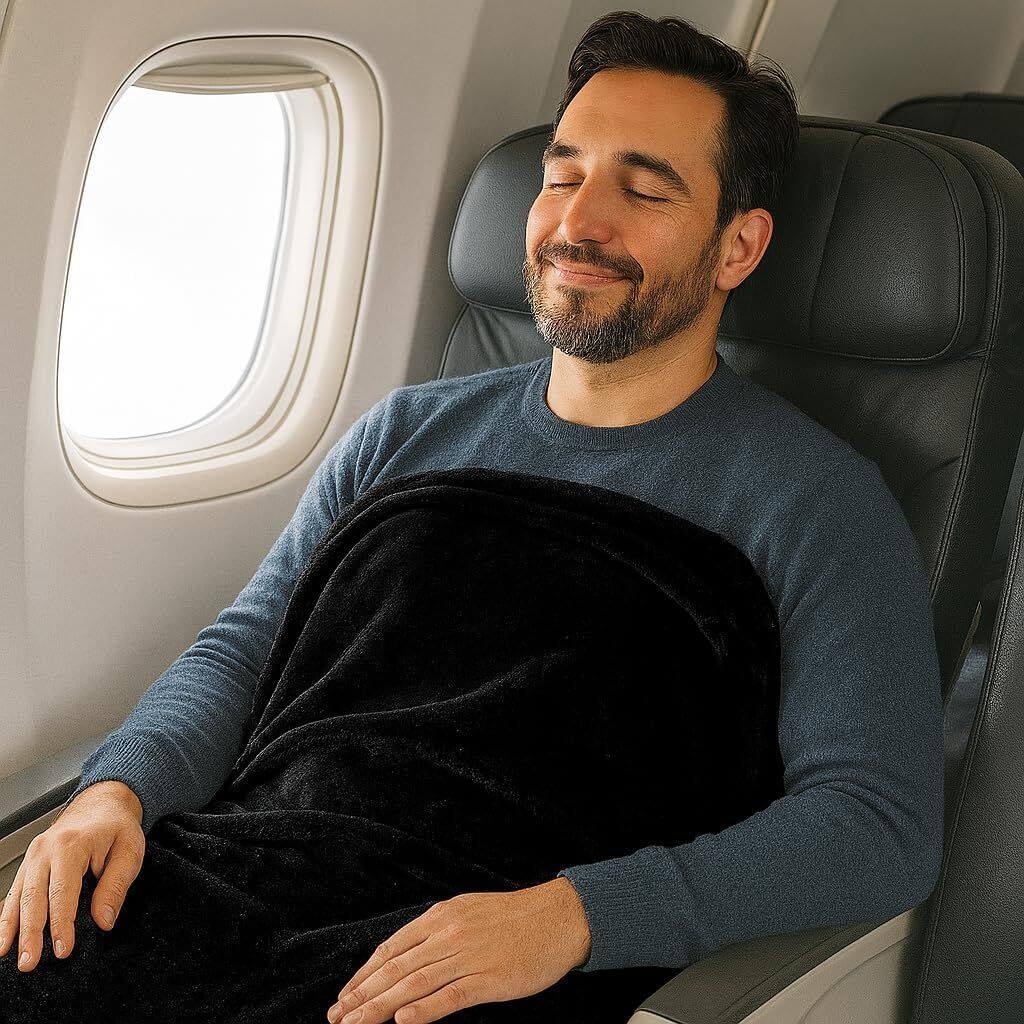 Alt View 1. Noble House - Noble House Comfort Fly Travel Pillow And Blanket Set - Great For long Or Short Flights - Makes A Great Gift - Black - Black.