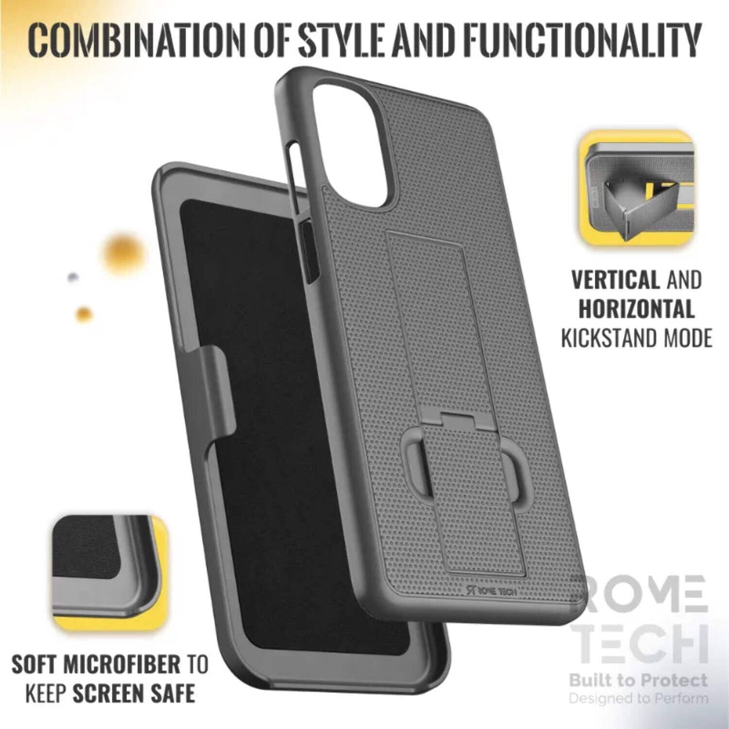 COMBINATION OF STYLE AND FUNCTIONALITY

VERTICAL AND HORIZONTAL KICKSTAND MODE

SOFT MICROFIBER TO KEEP SCREEN SAFE

ROME TECH
Built to Protect
Designed to Perform
