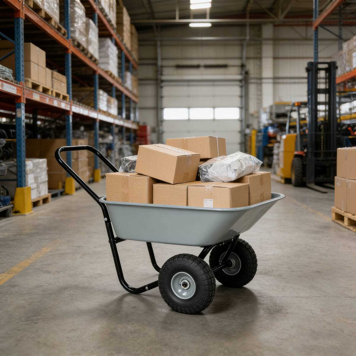 Alt View 6. Loheer - Loheer Two-Wheeled Garden Cart with 10-Inch Pneumatic Wheels Gray Utility Yard Cart.