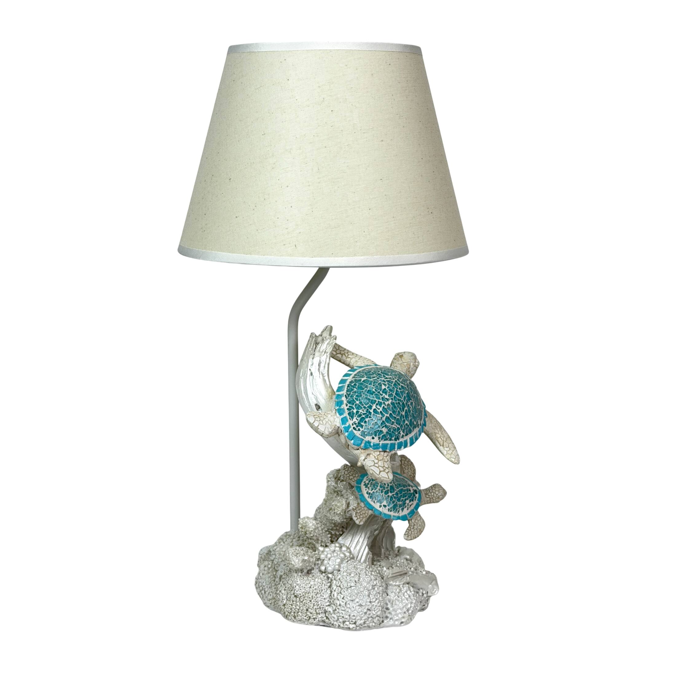 Alt View 2. Fancy That - Set of 2 Resin Sea Turtle Table Lamps with Blue Mosaic Shells, 19 Inch Each - Blue.