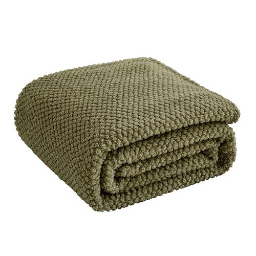 Front. Pacoar Cade - Super Soft sm Green Xl Throw Blanket For Couch Sofa Bed Lightweight Fuzzy Cozy Blankets All Seasons Farmhouse - Forest Green-Twin(60"x80").