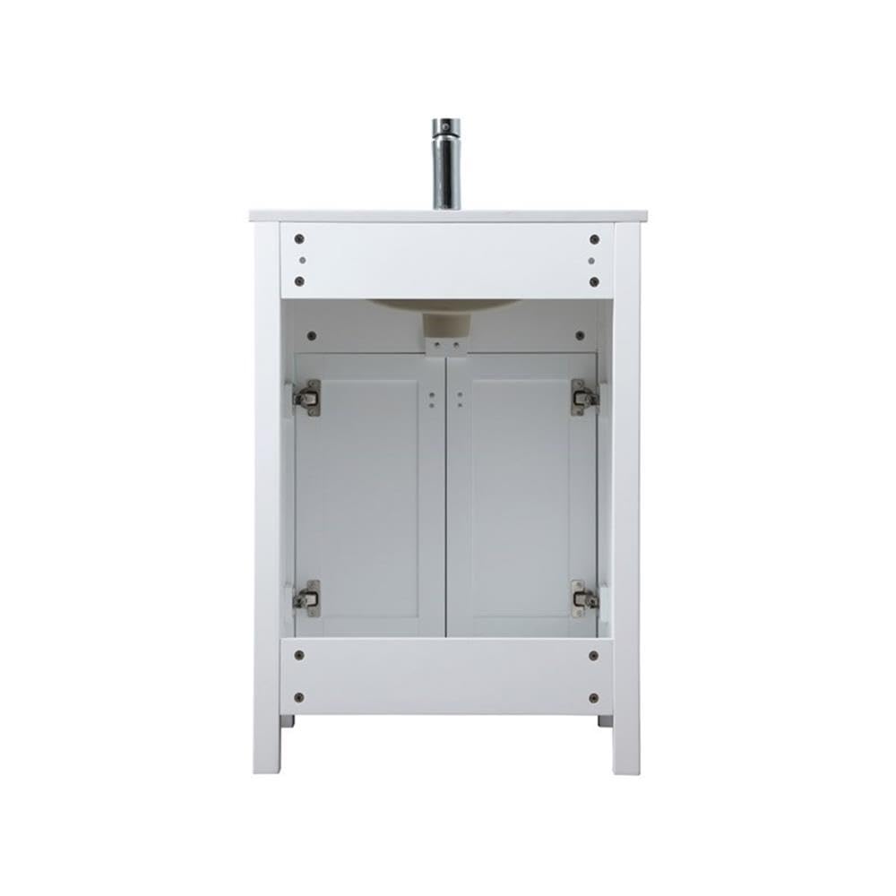 Alt View 2. Elegant Kitchen and Bath - 24 Inch SIngle Bathroom Vanity In White - White.