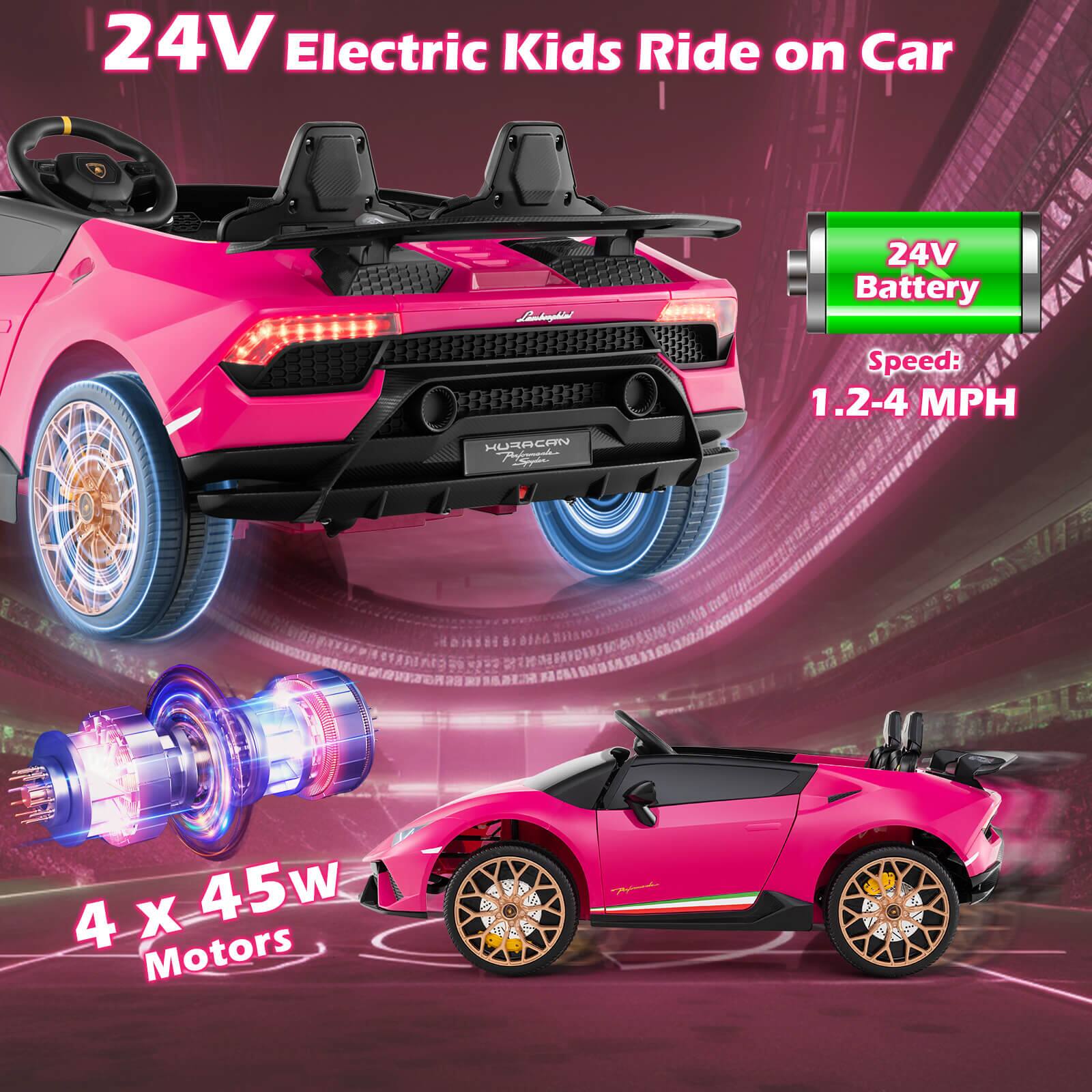 24V Electric Kids Ride on Car  
24V Battery  
Speed: 1.2-4 MPH  
4 x 45w Motors