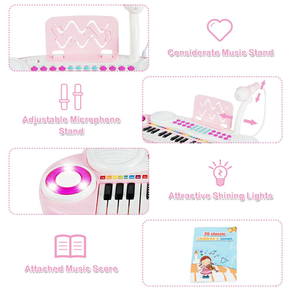 - Considerate Music Stand
- Adjustable Microphone Stand
- Attractive Shining Lights
- Attached Music Score
- 20 classic children's songs