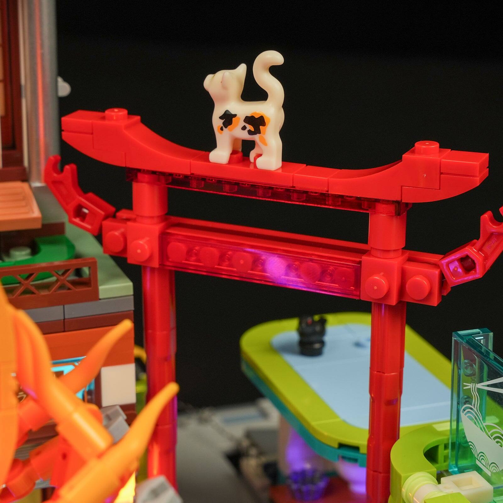 Back. Lumibricks - Cyberpunk Japanese Izakaya Lighting Building Set, 1987 Pieces LED Sci-Fi Display Model for Ages 16+.