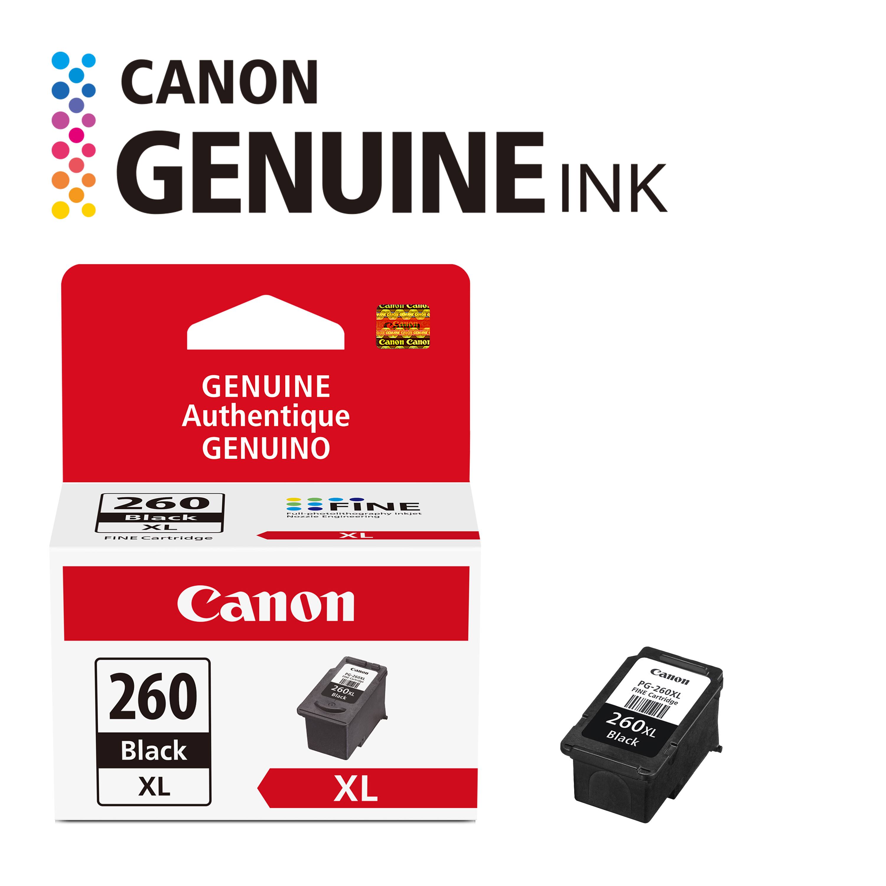CANON GENUINE INK  
GENUINE Authentique GENUINO  
260 Black XL  
Canon 260 Black XL  
PG-260XL