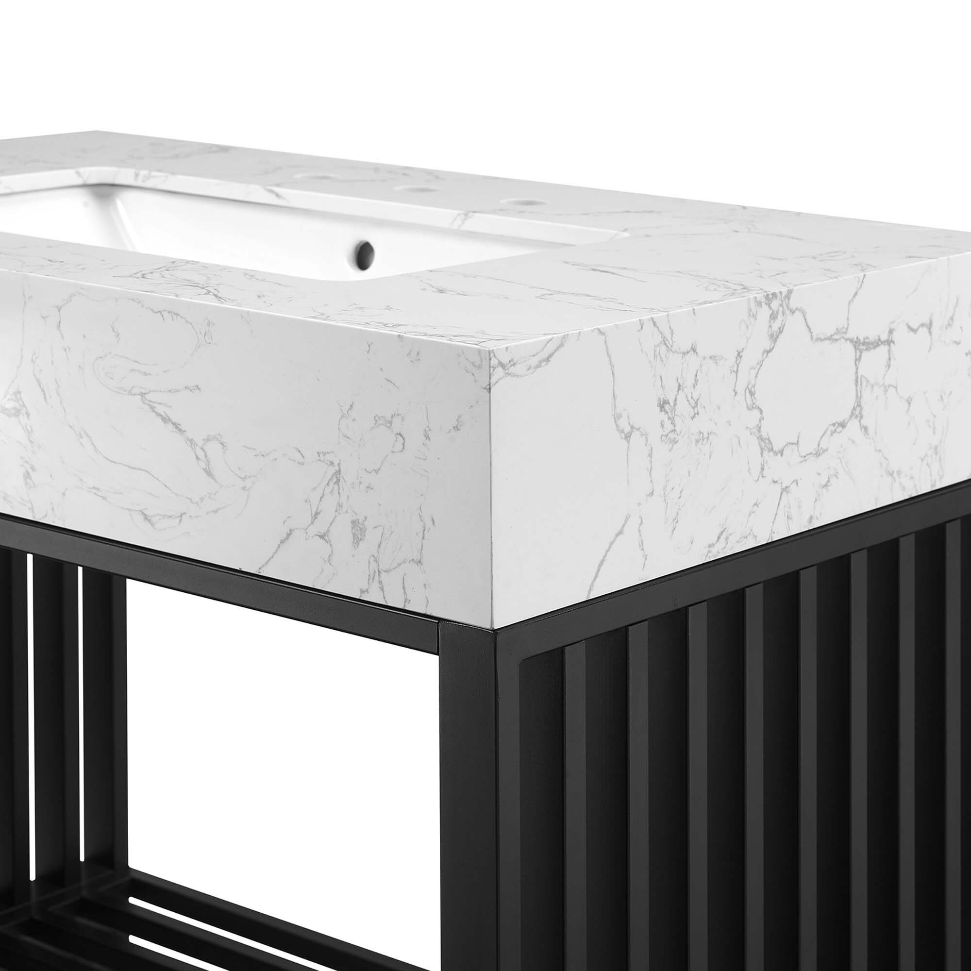 Alt View 4. Modway - Gridiron Bathroom Vanity Basin Included by Modway - White Black.
