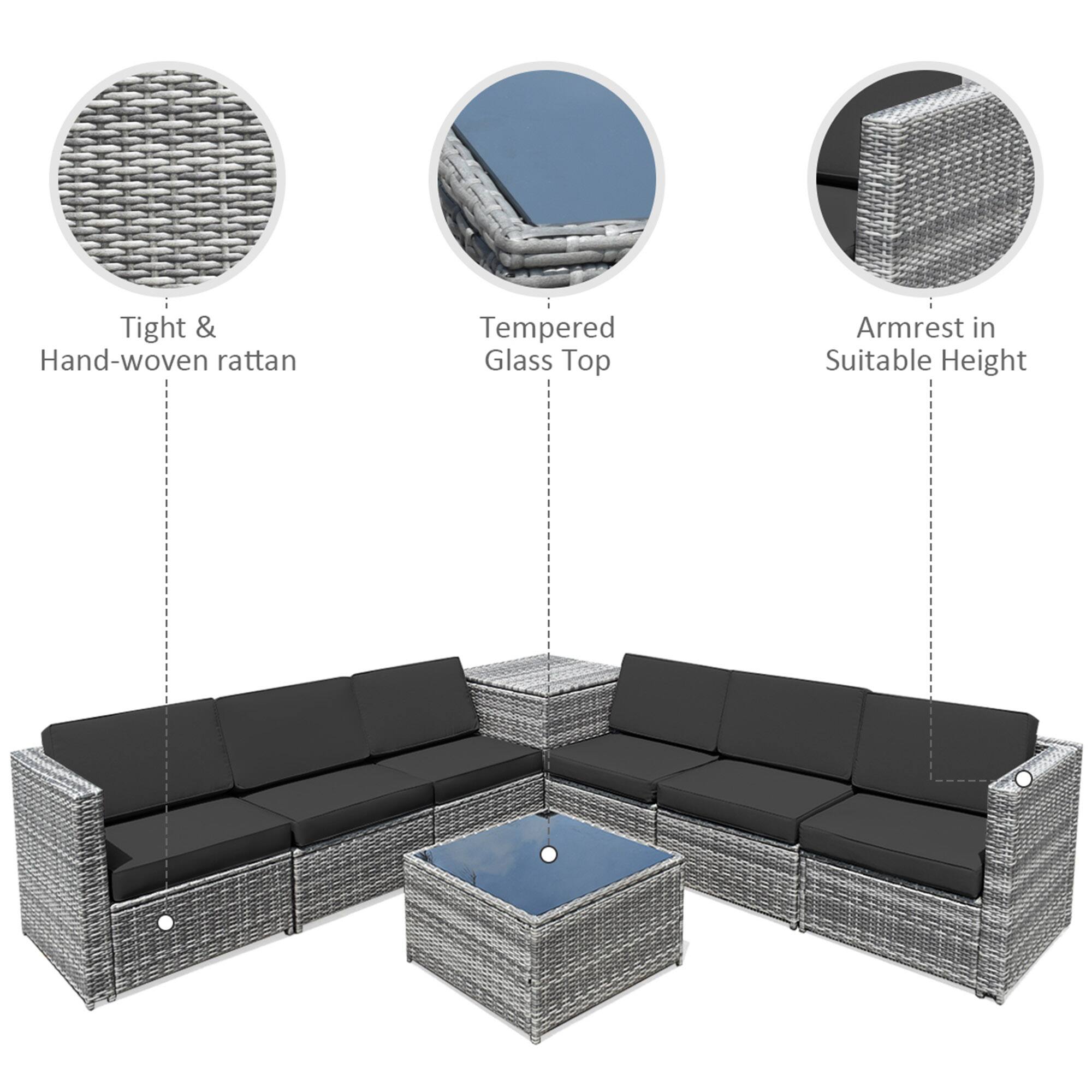 - Tight & Hand-woven rattan
- Tempered Glass Top
- Armrest in Suitable Height