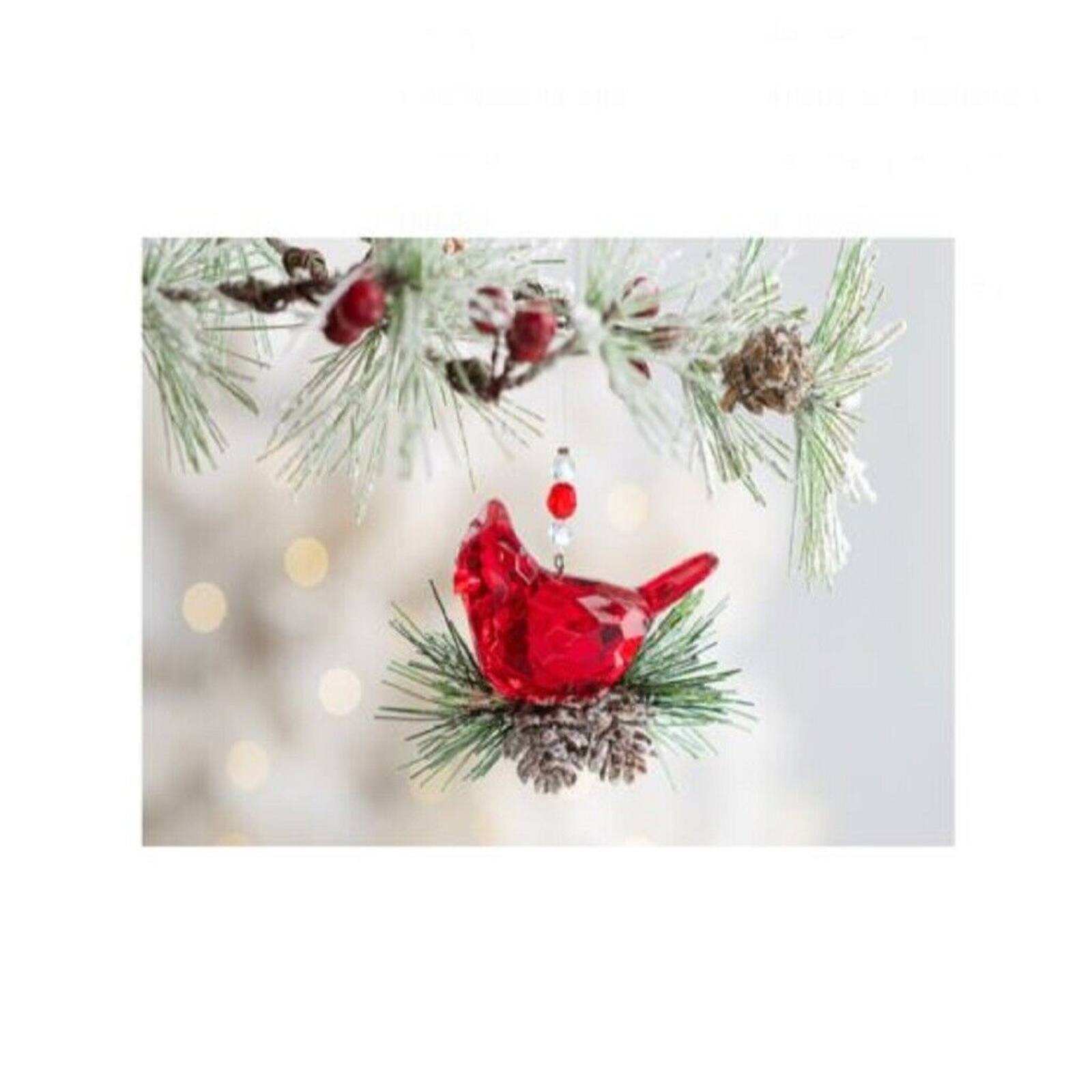 Angle. Ganz - Ganz Winter Pine Red Cardinal Acrylic Christmas Tree Ornament 3.5 Inch - Red.