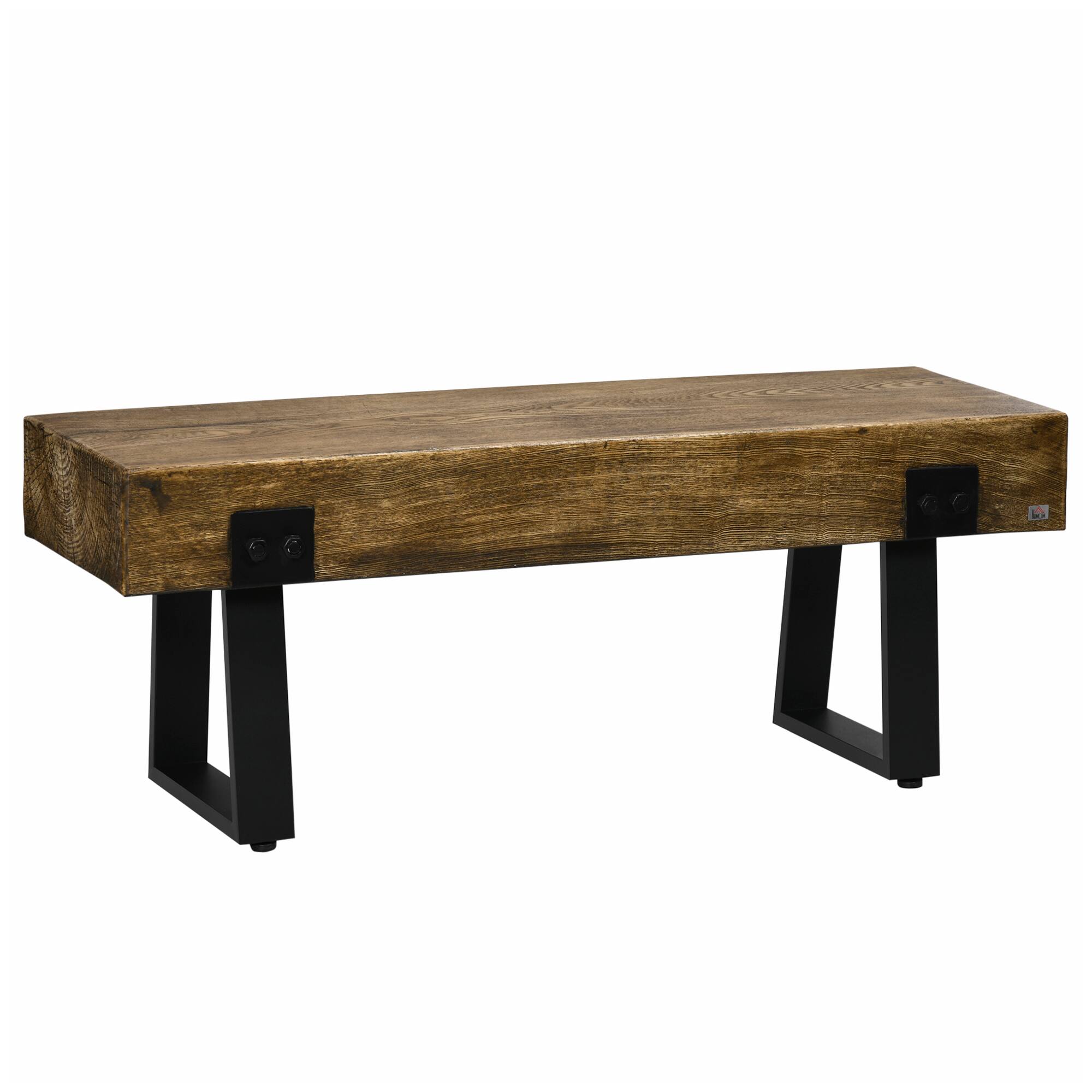 Homcom - Garden Bench with Metal Legs, Rustic Wood Effect Concrete Entryway Bench, Indoor Outdoor Use for Patio, Porch and Lawn - Natural, Black price history on PriceWatchPro