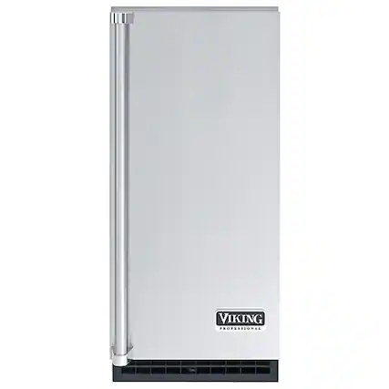 Front. Viking - 15" Wide Nugget Ice Machine with Drain Pump - Custom Panel Ready.