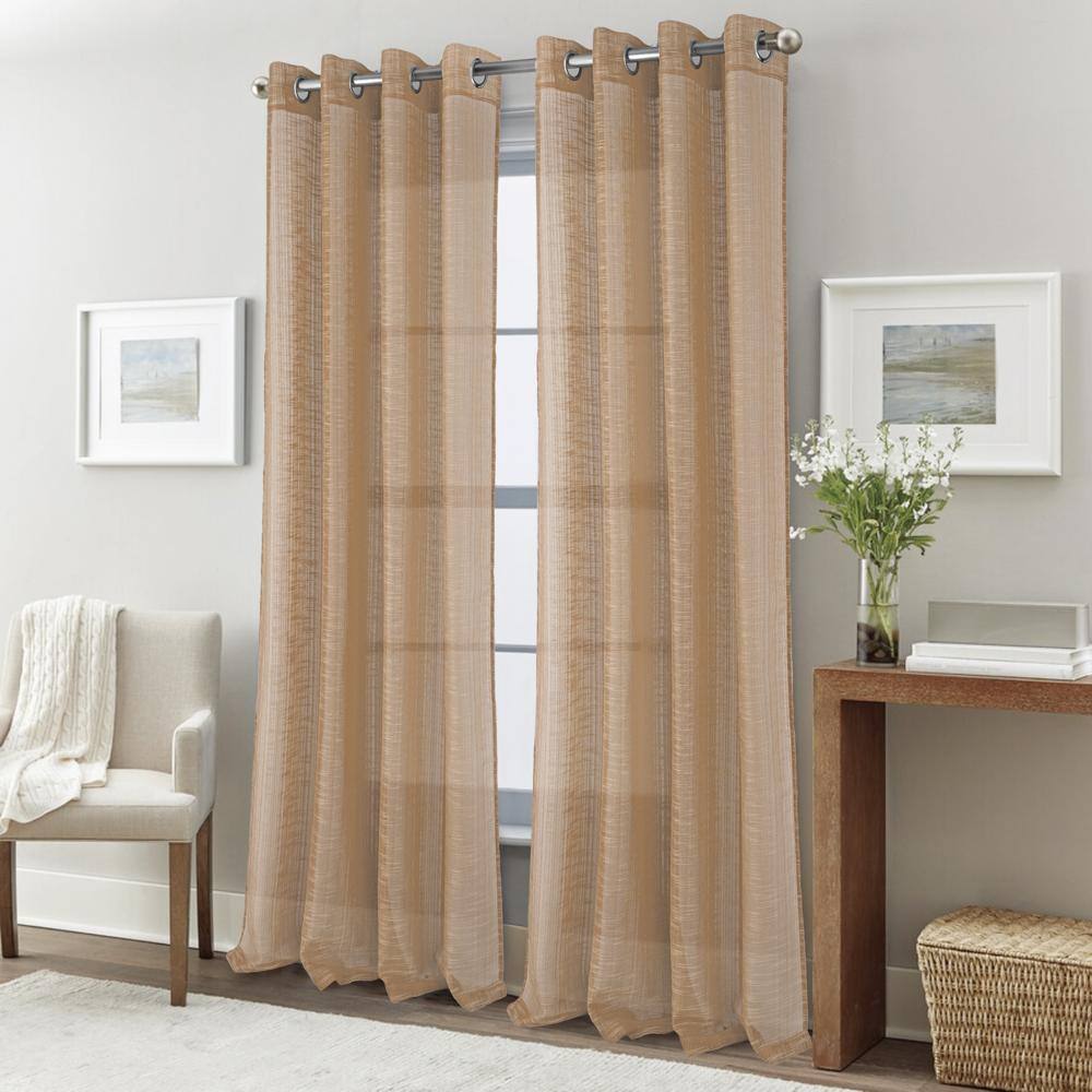 Angle. RT Designers Collection - RT Designers Collection Dexter Linen Texture Grommet Light Filtering Window Curtain Panel 54" x 90" Taupe - Taupe.