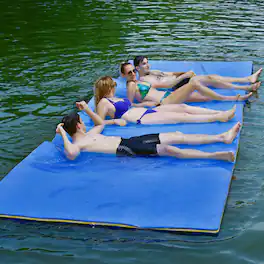 Gymax - 12' x 6' Floating Water Pad Mat 3-Layer Foam Floating Island for Pool Lake - Blue