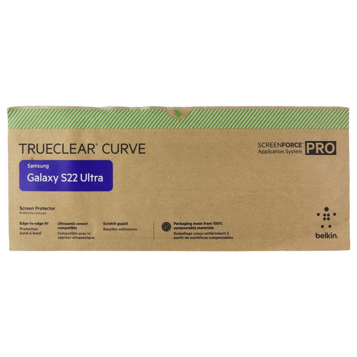 Belkin - SCREENFORCE Pro TrueClear Curve for Galaxy S22 Ultra - (5-Pack) BULK PKG* - Clear