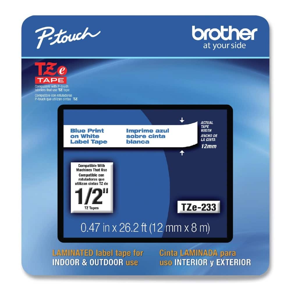 Brother - P-Touch TZE233CS 0.47 in. x 26.2 ft. TZe Laminated Removable Label Tapes - Blue on White