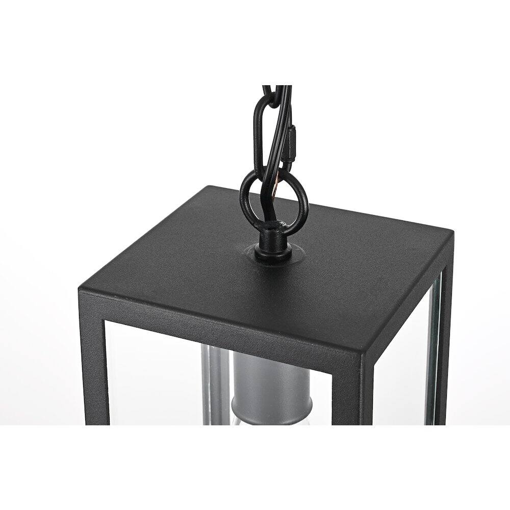 Alt View 4. Elegant Lighting - Veda 13 inch Outdoor Pendant in Black - Black And Clear.