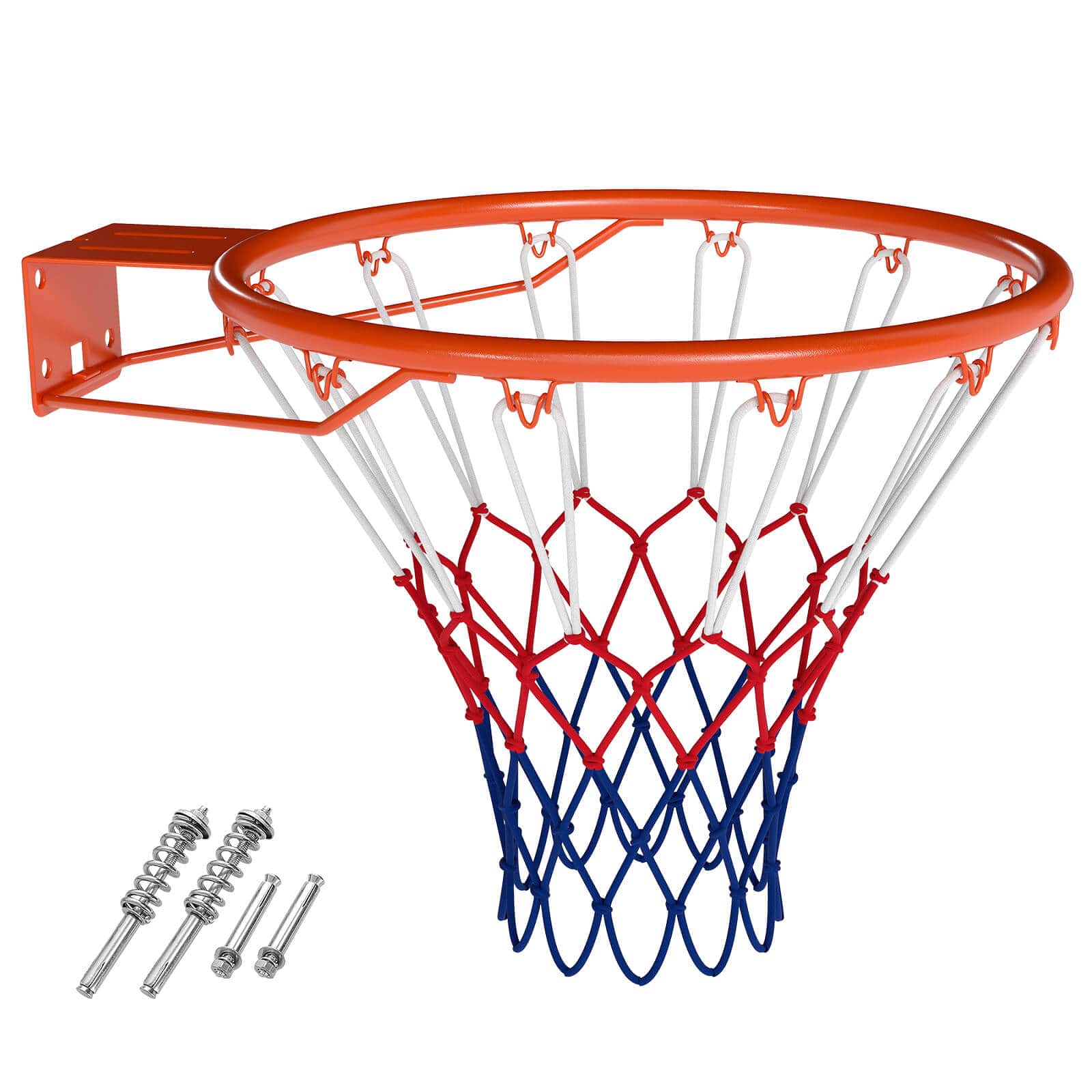 Costway - 18" Basketball Rim with Double Springs & All Weather Net for Indoor & Outdoor - Orange