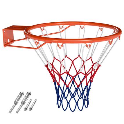 Front. Costway - Costway 18" Basketball Rim with Double Springs & All Weather Net for Indoor & Outdoor - Orange.