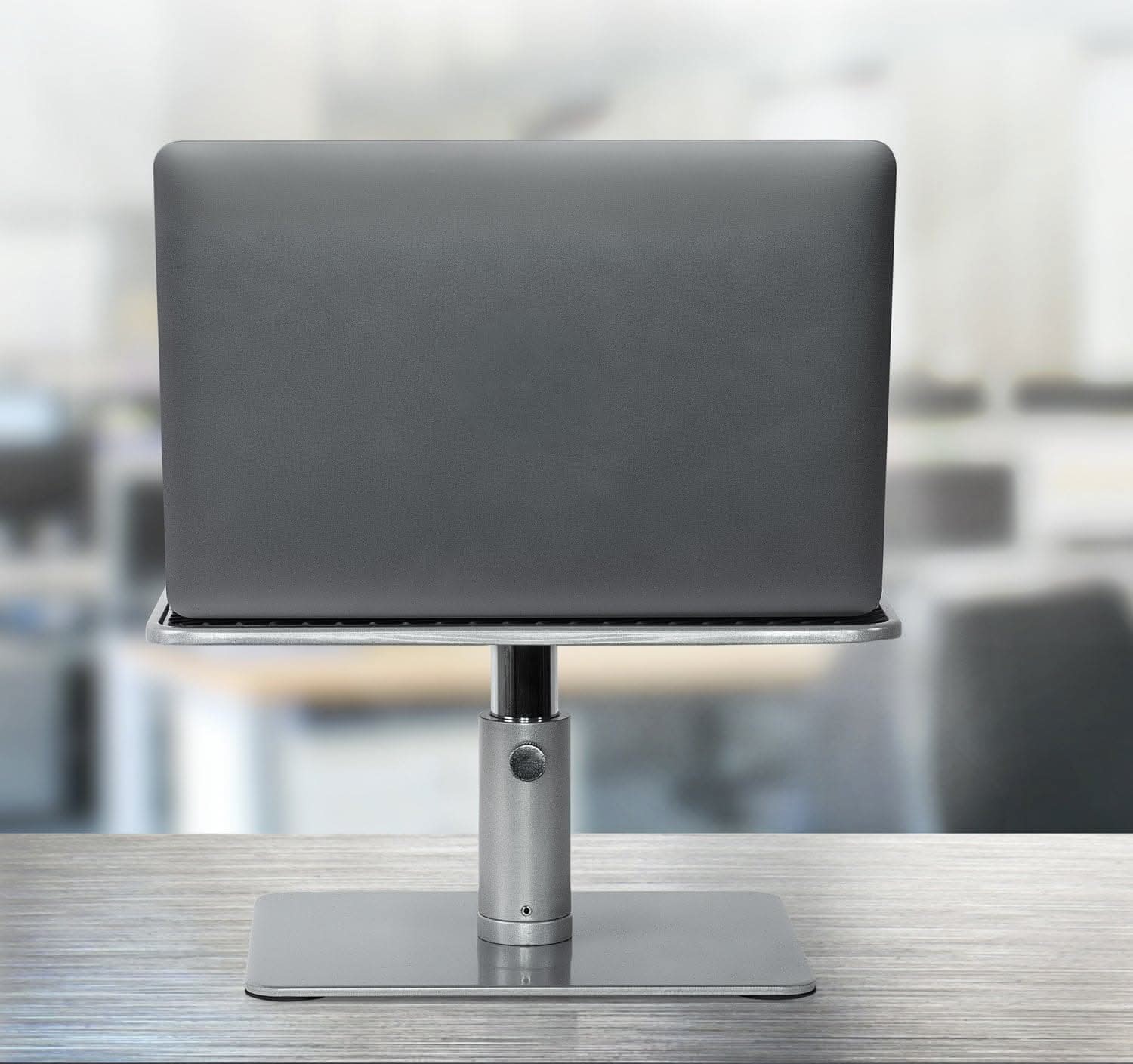 Angle. Mount-It! - Height Adjustable Laptop & Monitor Stand for Laptops and 24″-32″ Monitors with Anti-Slip Stability, Silver - Silver.