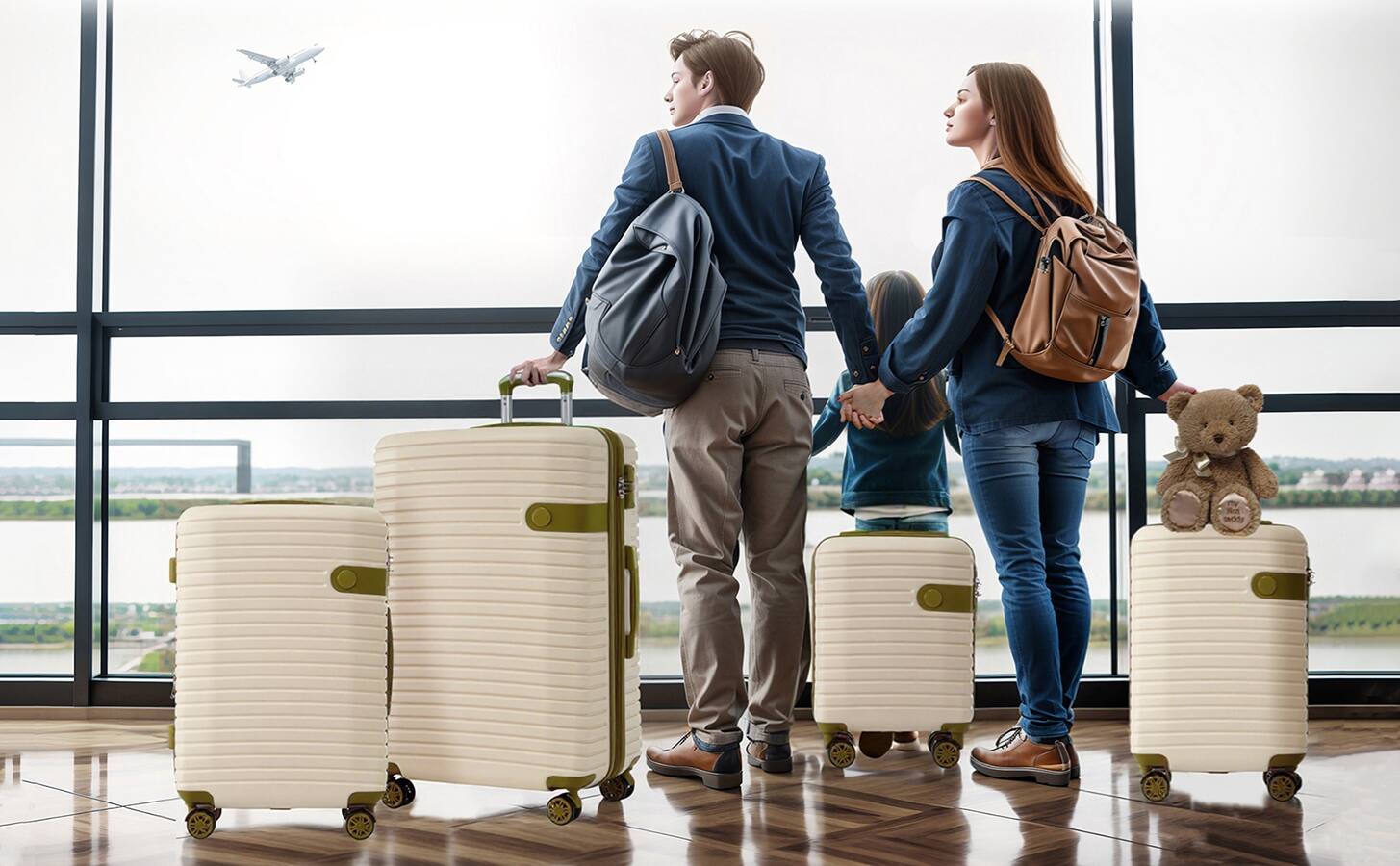 Alt View 6. ELEMENT ACE - 4 Piece Luggage Set Suitcase Set, ABS Hard Shell Lightweight Expandable Travel Luggage with Packing Cubes & TSA Lock - White+Green.