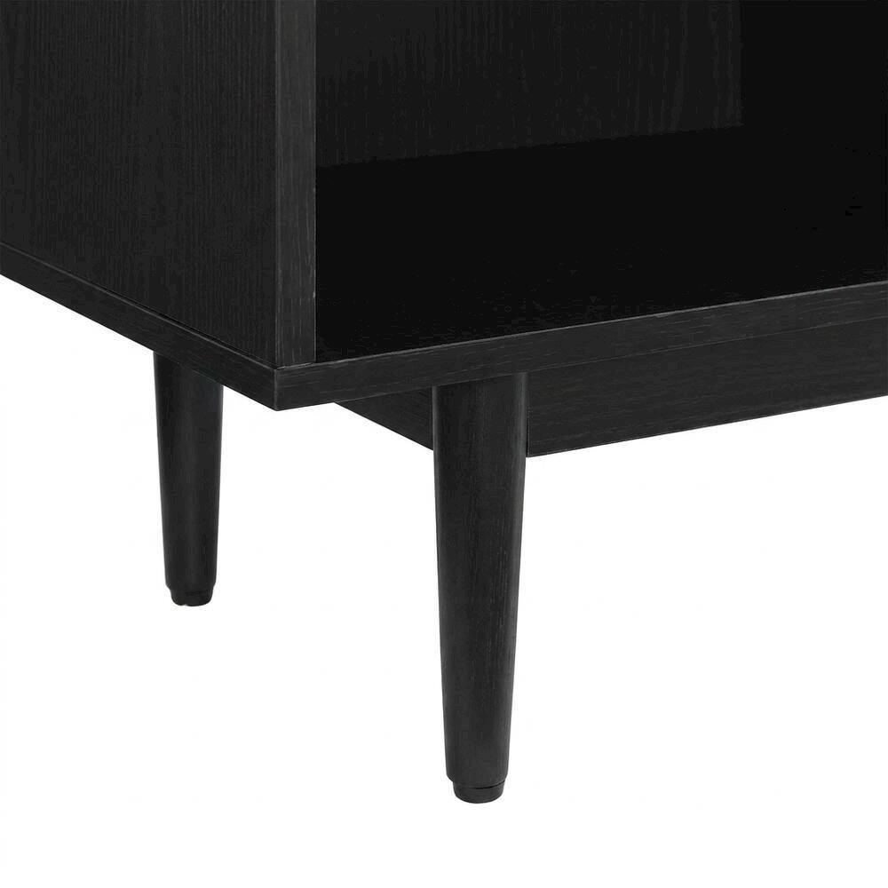Alt View 2. FurniFact - Black Record Player Stand with Vinyl Storage Shelves - Black.