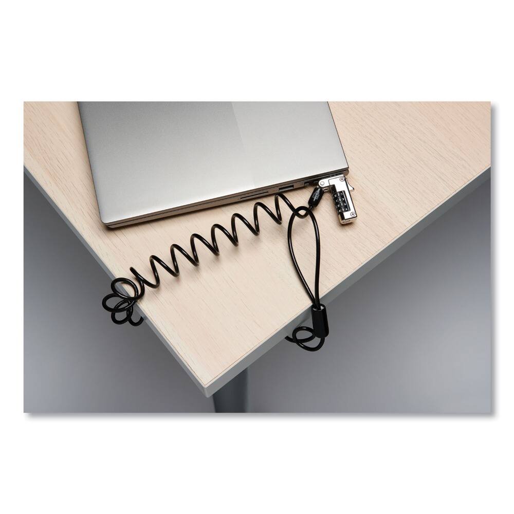 Back. Kensington - Kensington Slim Portable Combination Lock for Standard Slot - 5.91 ft Cable - Resettable - 4-digit - Combination Lock - Black/Silver.