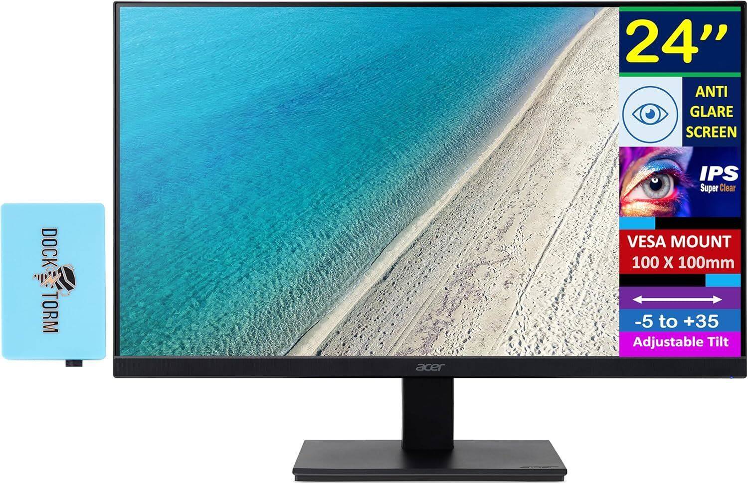 24" ANTI GLARE SCREEN IPS Super Clear  
DOCK-TORM  
acer  
VESAMOUNT 100 X 100mm  
-5 to +35 Adjustable Tilt
