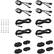 The image shows a variety of black wires and cords, including several sets of lights and power cords. There are also a number of black plugs and sockets, as well as a few switches and outlets. The arrangement of these items suggests that they are being displayed for sale or use in a home or business setting.