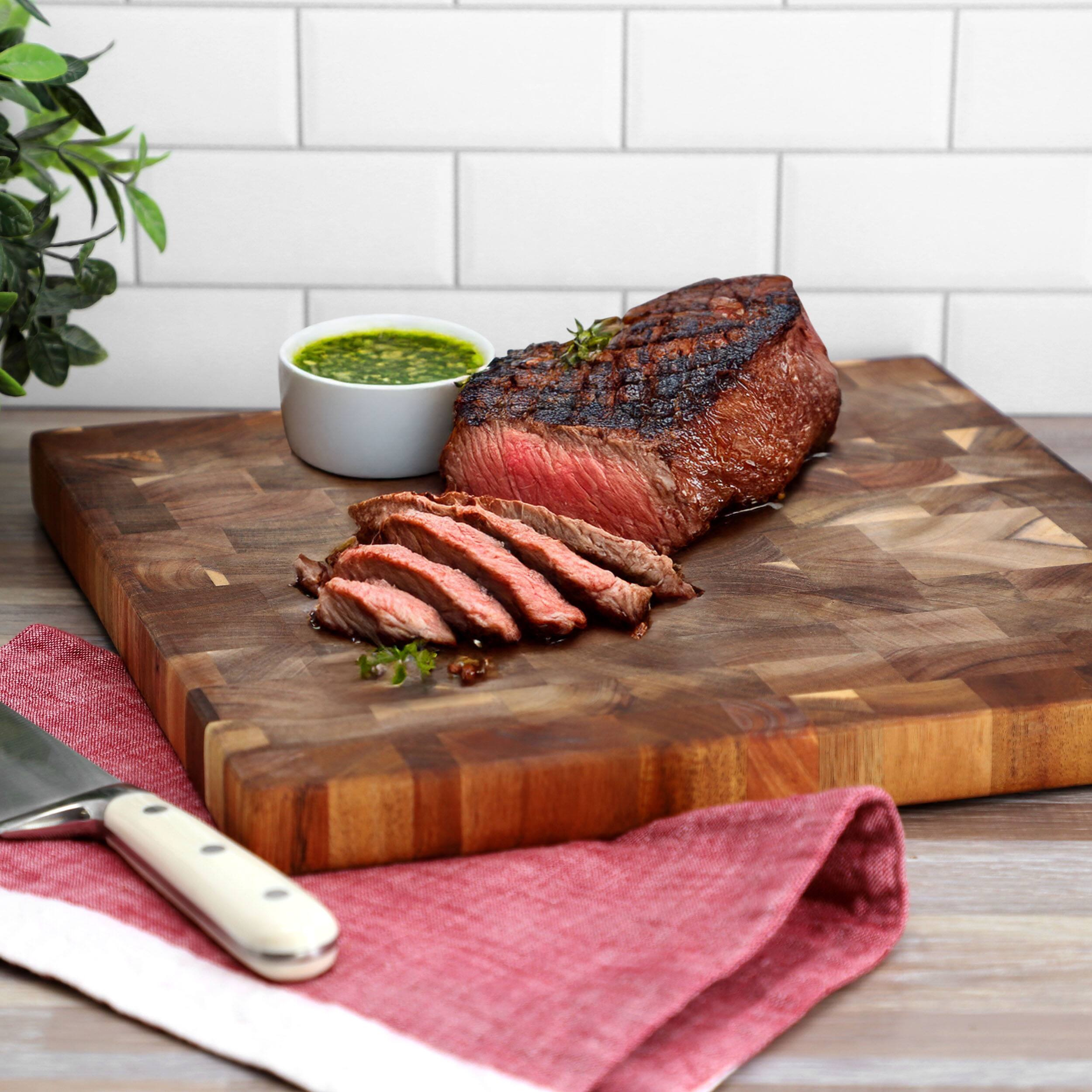 Alt View 5. MegaChef - MegaChef 13.75 Inch Square Thick Acacia Wood Serving Butcher Cutting Board - Brown.