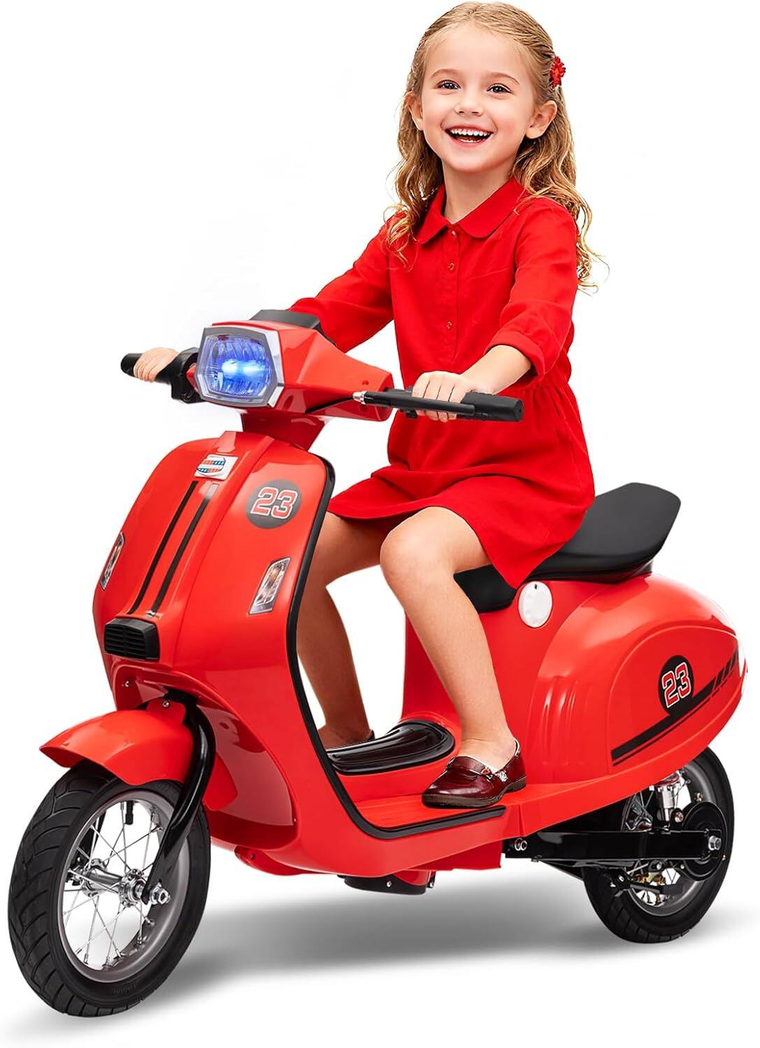 Angle. Homhougo - 24V 350W Kids Electric Motorcycle, Dual Drive Modes, Twist Throttle, LED Light.