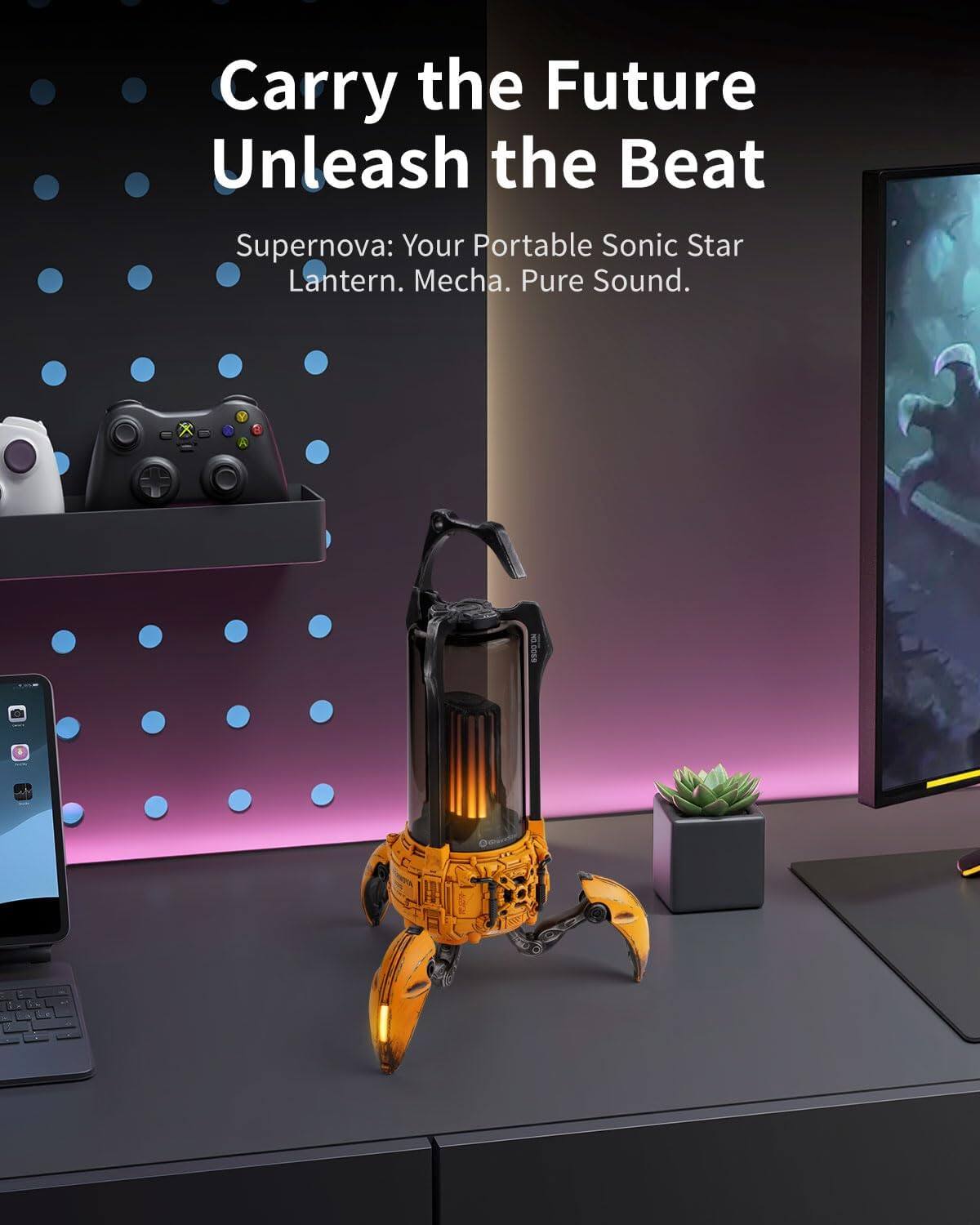 Carry the Future  
Unleash the Beat  
Supernova: Your Portable Sonic Star Lantern. Mecha. Pure Sound.